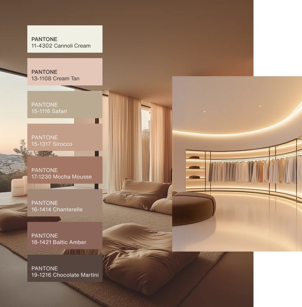 Pantone 2025 y l n n rengini a klad mocha mousse design